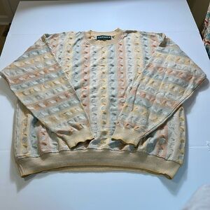 Tundra Canada 1990s Vintage King's Image Knitted Crewneck Sweater Coogi Style